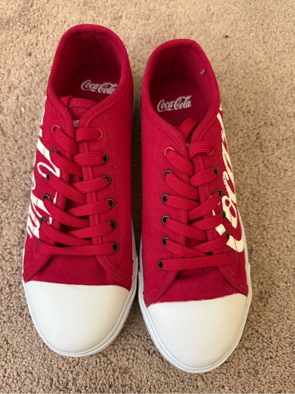 Coca-Cola Red Low-Top Canvas Sneakers with White Logo